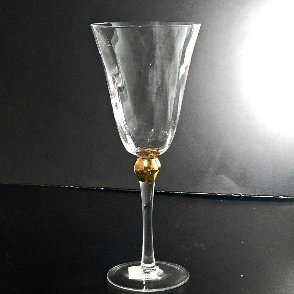 Pier One Gold Accent Water Goblet 9.5" elegant design lines 10oz vintage style